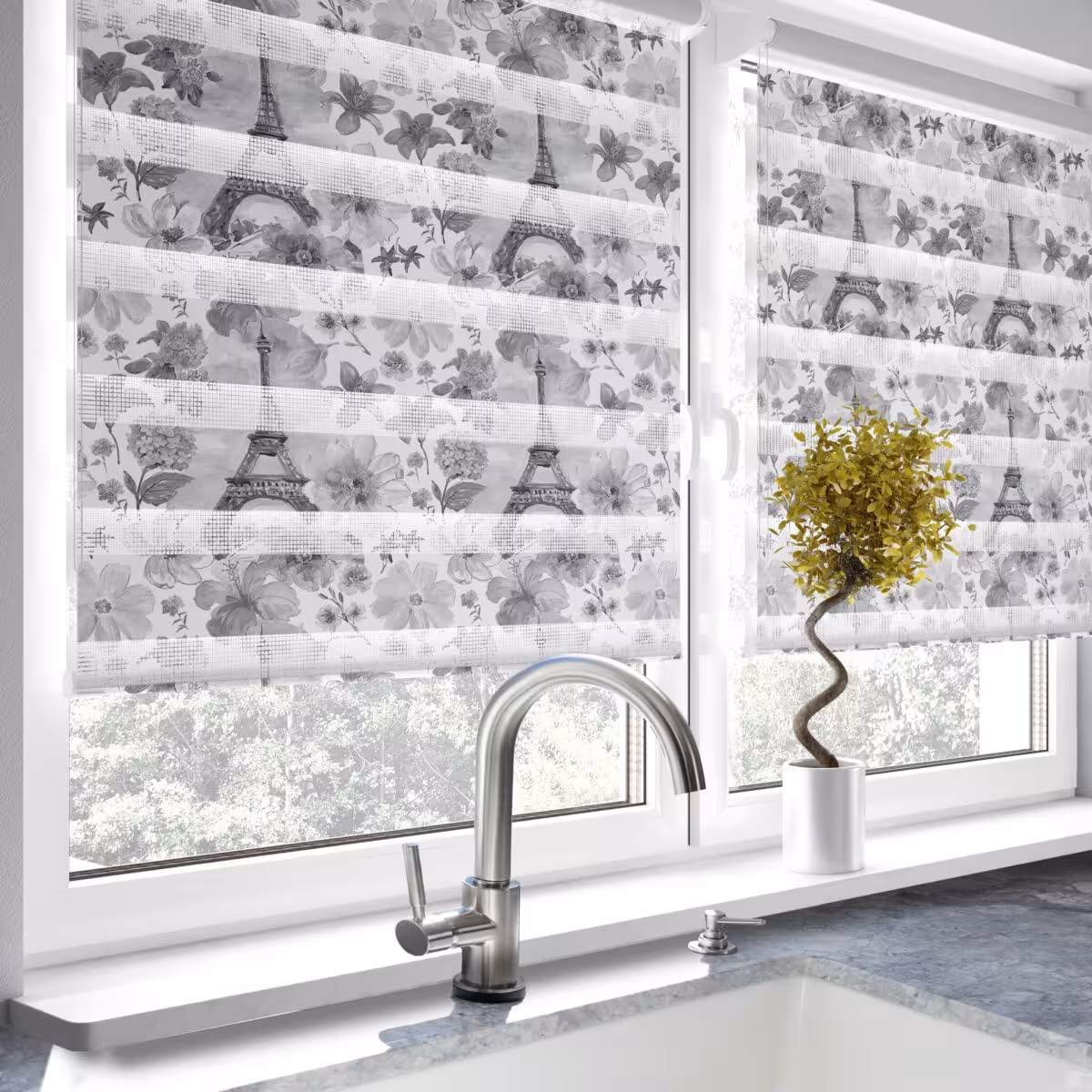 پرده زبرا طرح برج ایفل آشپزخانه کد 1732