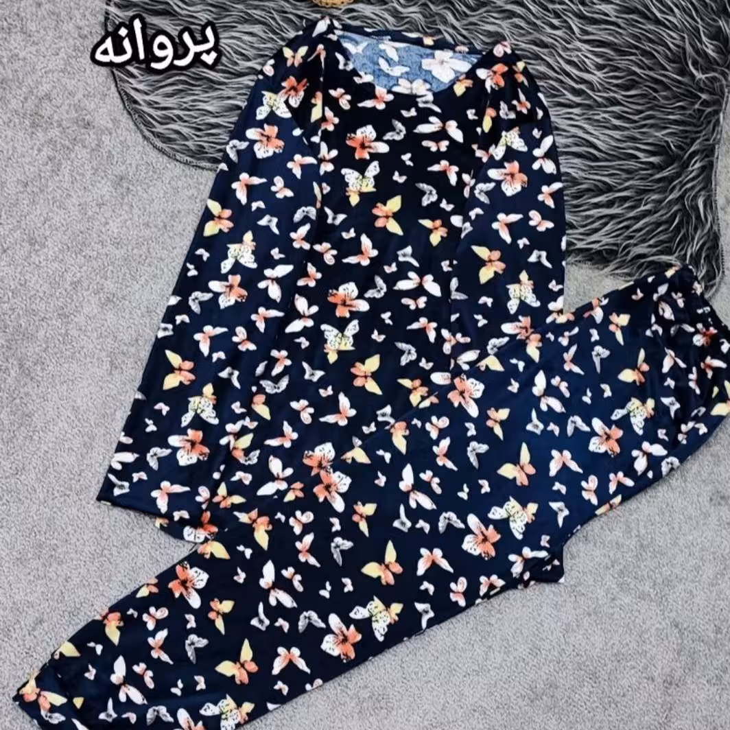 ست بلوز و شلوار مخمل پروانه