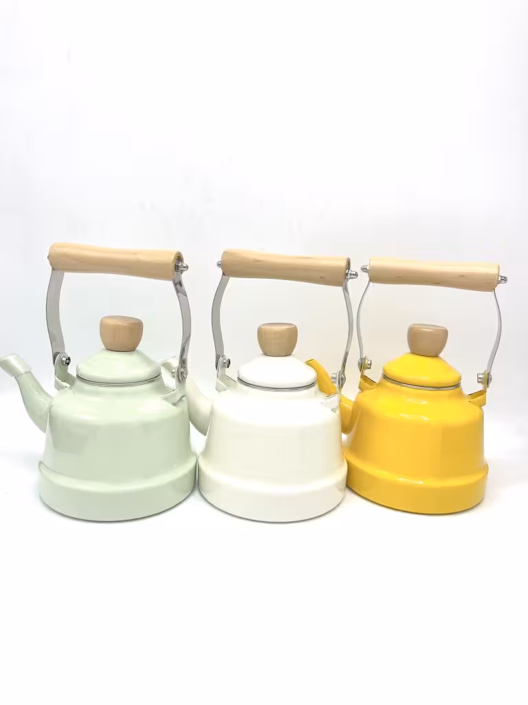 کتری لعابی دسته بامبو 1.1 لیتری