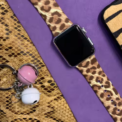 بند اپل واچ Apple Watch (42/44/45) مدل سیلیکونی پلنگی نارنجی قهوه ای