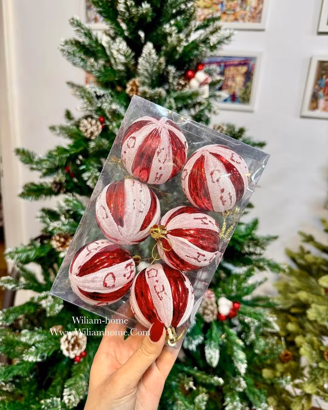 آویز گوی درخت کریسمس، پک 6 عددی 6cm