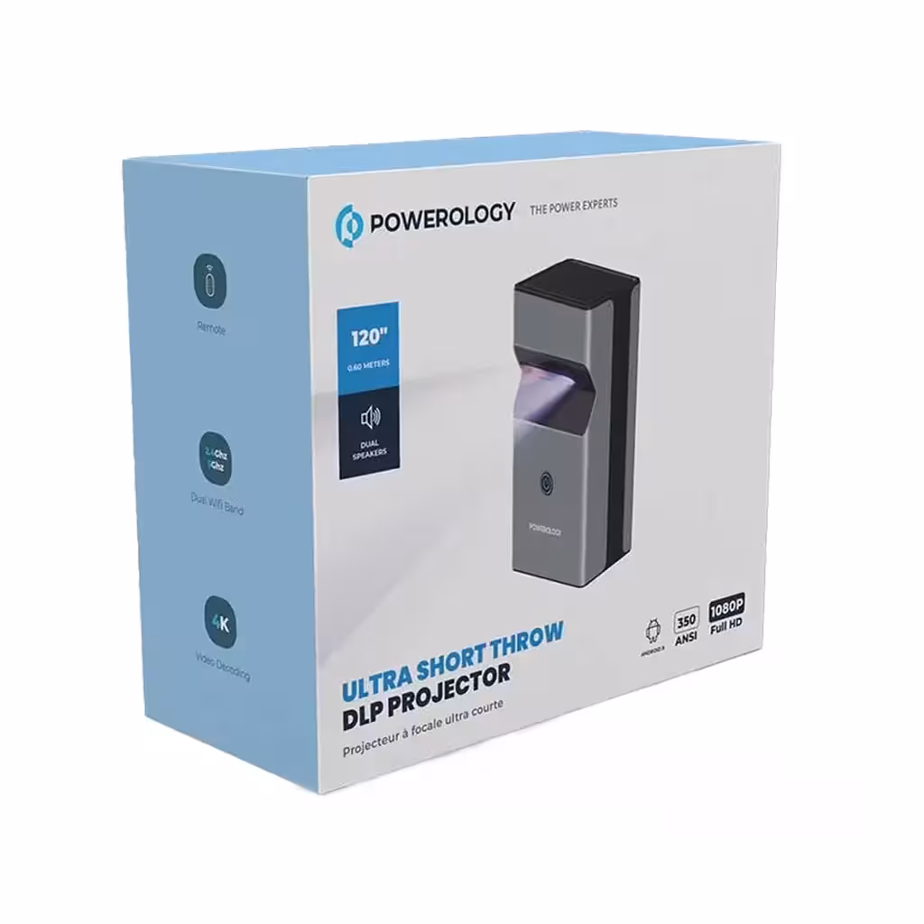 ویدئو پروژکتور DLP قابل حمل پاورولوژی Powerology 4K Ultra Short Throw DLP Projector 2 16GB PUSHDLP
