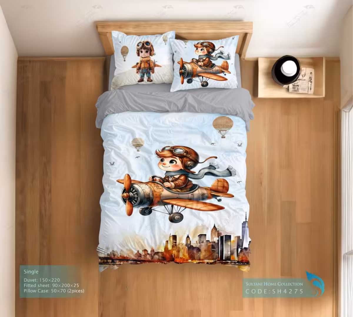 روتختی و ست کامل طرح خلبان سایز یکنفره کد SH4275