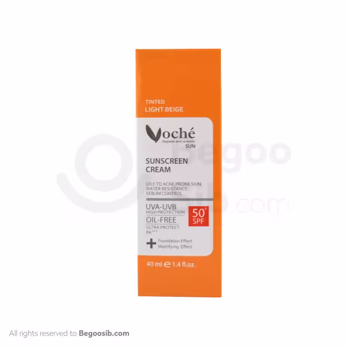 کرم ضد آفتاب SPF50 مناسب پوست چرب و مستعد آکنه بژ روشن وچه 40 میلی لیتری