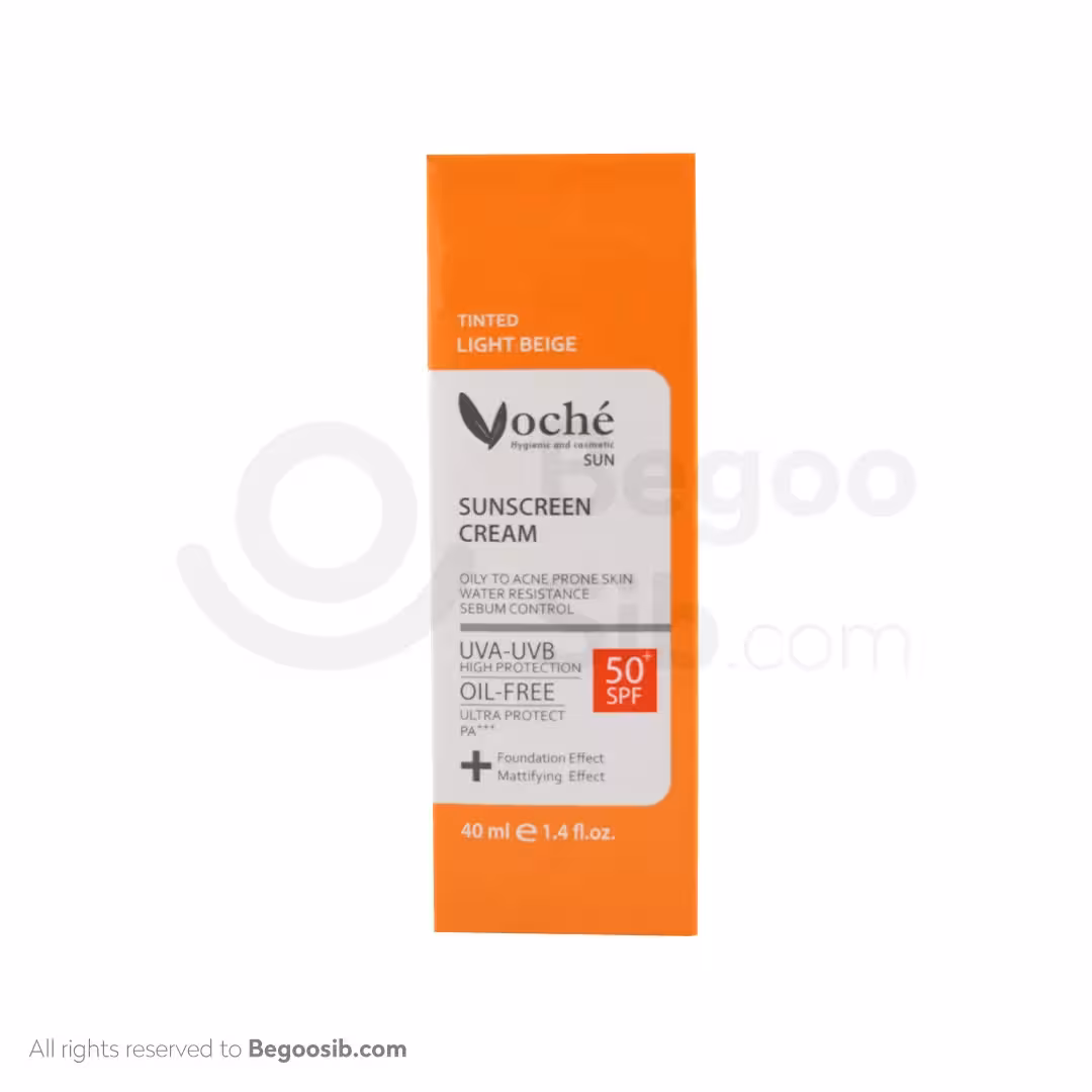 کرم ضد آفتاب SPF50 مناسب پوست چرب و مستعد آکنه بژ روشن وچه 40 میلی لیتری