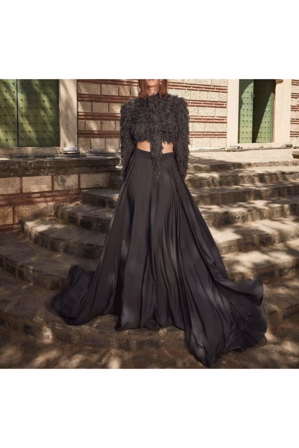 دامن مشکی زنانه سیاه بلند اورجینال Mert Erkan