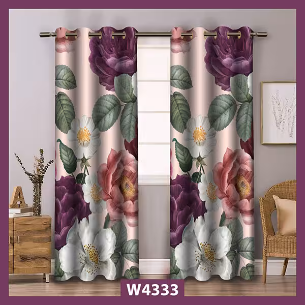 پرده چاپی گل درشت کد W4333
