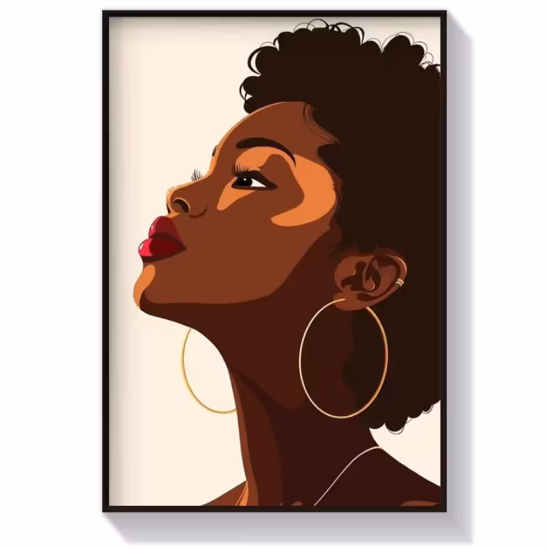تابلو فانتزی دختر سیاه پوست با گوشواره
