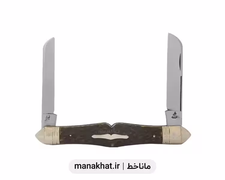 قلمتراش دو تیغ کمانی طره دار دسته شاخ گوزن 15 سانت پلاک دار استاد جواد توسلی