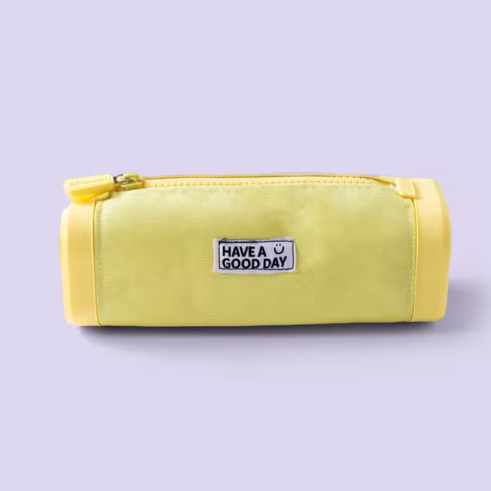 جامدادی سیلیکونی پارچه‌ای زرد پاستلی لانگو (Languo)