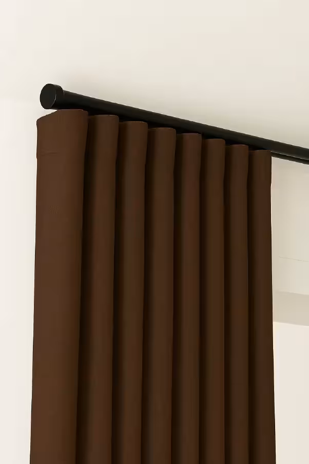 پرده مینیمال کتان ساده قهوه ای سوخته کد 13