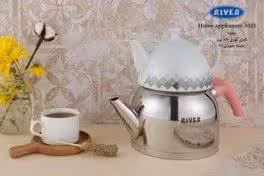 کتری قوری استیل لوله 2/7لیتر دسته صورتی ریور کد 3892