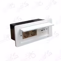 پریز کابینتی میزی توکار قاب سفید میانی بژ با مکانیزم شارژر USB | ایران الکتریک