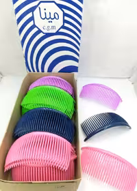 شانه زلفی دمدار بزرگ الوان مینا ( 60 عددی )