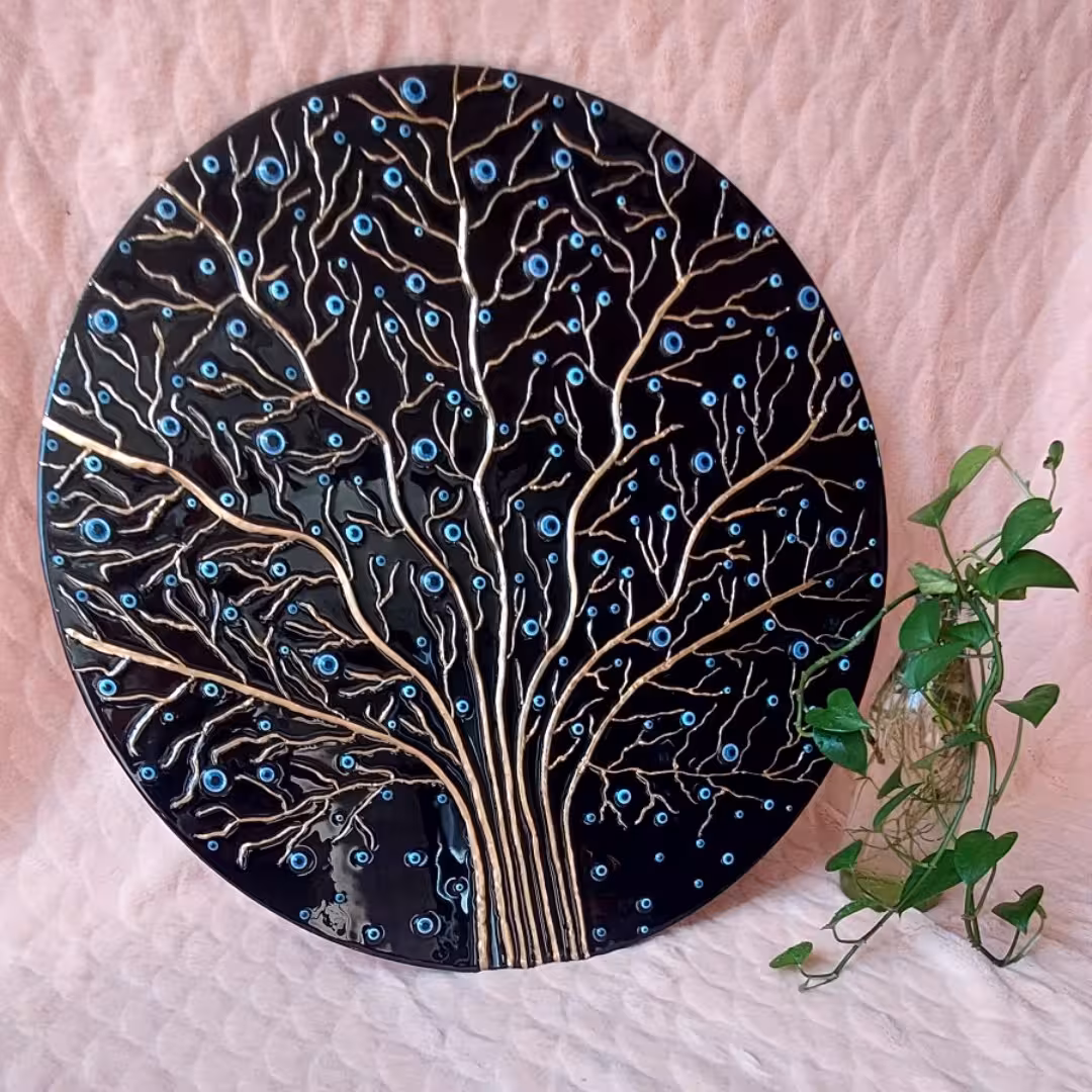 تابلو دکوراتیو درخت و چشم نظر رزینی(ارسال رایگان )