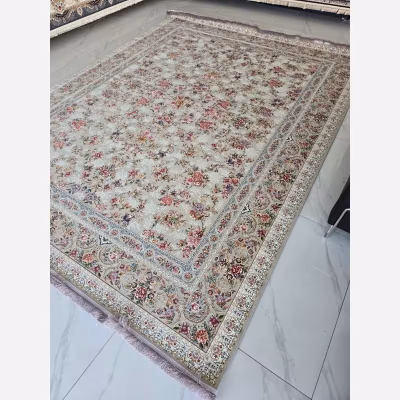 فرش ماشینی کاشان 1200شانه طرح بهشت 6متری(باارسال رایگان)