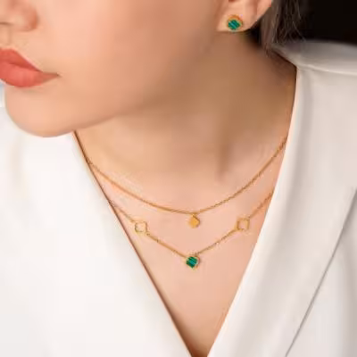 نیم ست سبز رنگ ونکلیف (پلاکدار)