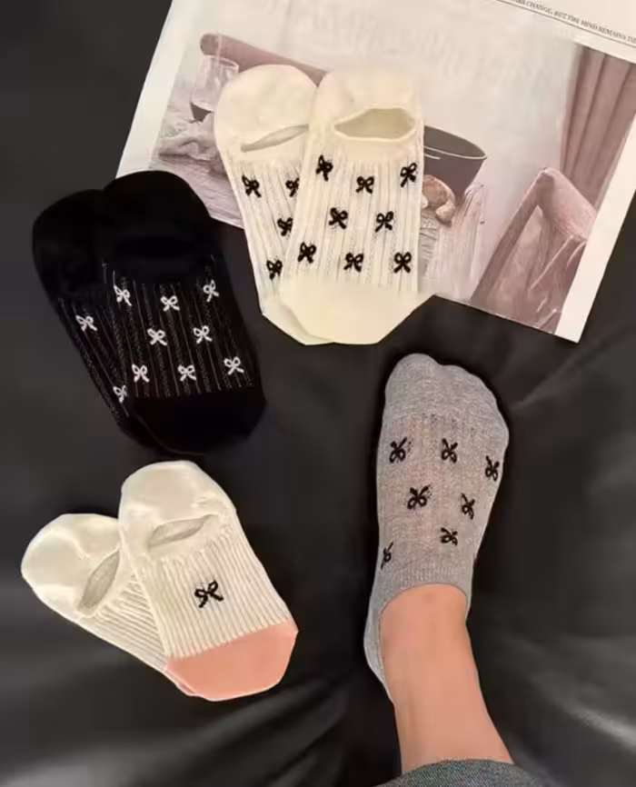 جوراب قوزکی توری پاپیون کد R-1637