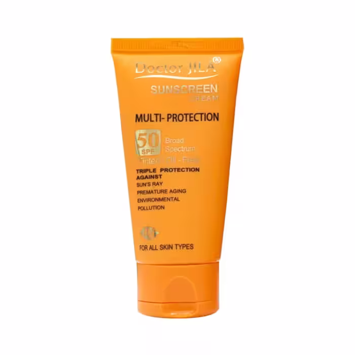 کرم ضدآفتاب مولتی پروتکشن SPF 50 رنگی دکتر ژیلا