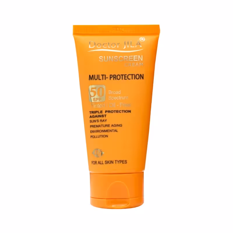 کرم ضدآفتاب مولتی پروتکشن SPF 50 رنگی دکتر ژیلا
