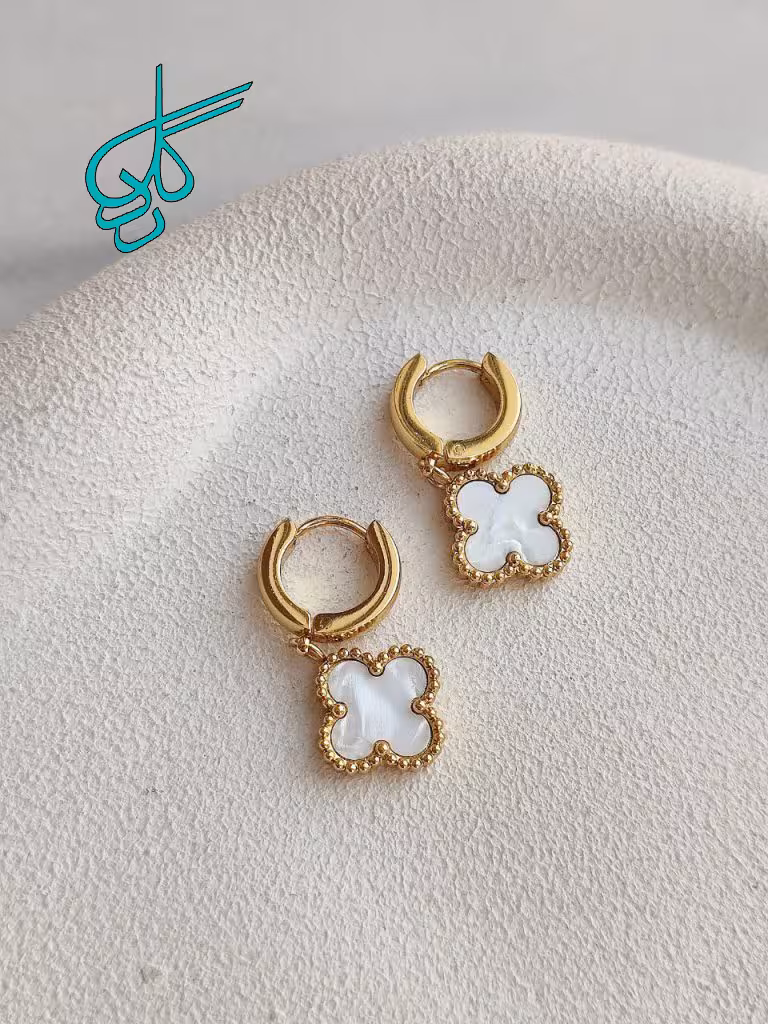 خرید گوشواره آویزی ونکلیف صدفی کیفیت عالی رنگ ثابت کد 1616395 - ردگل