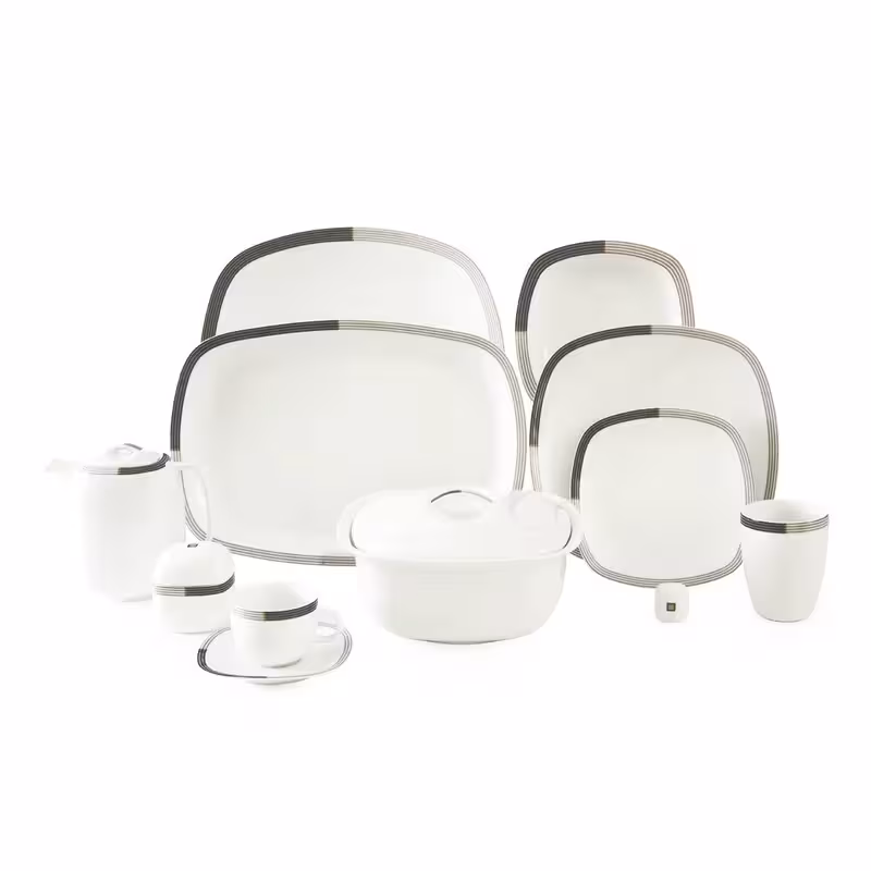 سرویس غذاخوری 98 پارچه 12 نفره چینی زرین ایران مدل  کواترو وگاس اوریت درجه عالی