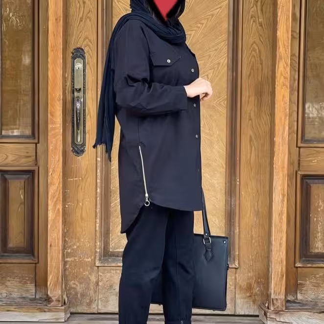 مانتو مشکی بغل زیپ