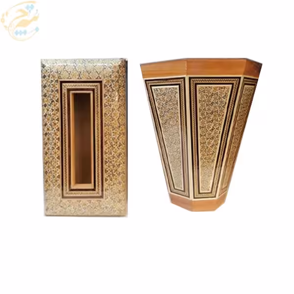 ست جا دستمال و سطل خاتم کاری مدل تخمه دار