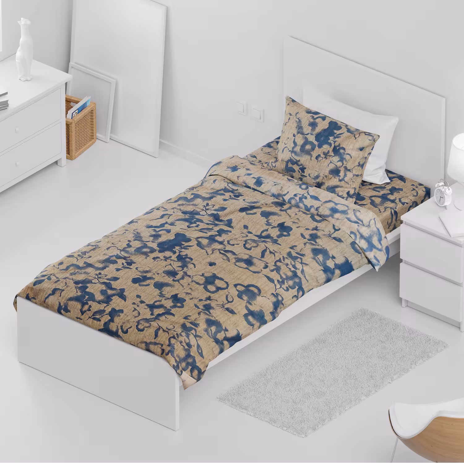 سرویس ملحفه چیداری مدل آبرنگی یک نفره سه تکه 90×200