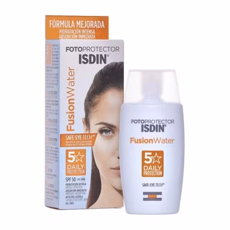 کرم ضد آفتاب ایزدین فیوژن واتر بدون رنگ SPF50 مناسب دور چشم