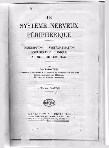 خرید و دانلود نسخه کامل کتاب Le systeme nerveux peripherique