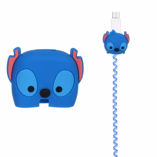 محافظ کابل و شارژر سامسونگ 25 وات مدل سیلیکونی عروسکی Stitch