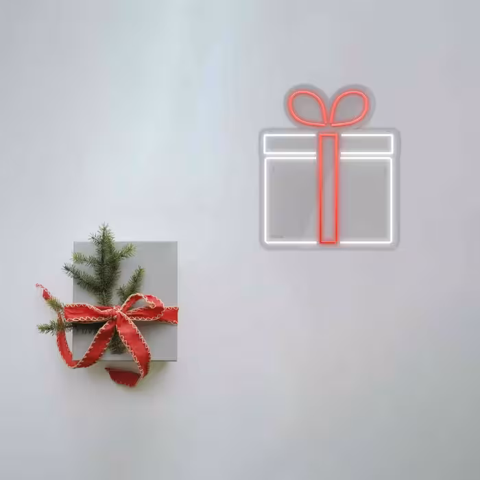 چراغ دیواری نئون دیزاین طرح Gift-Box_RD