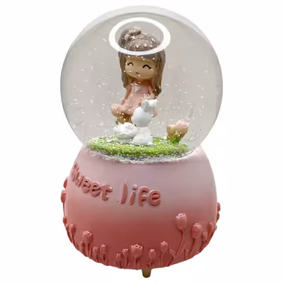 گوی موزیکال مدل پمپی Sweet Life طرح دختر مهربون و خرگوش کوچولو کد PB8