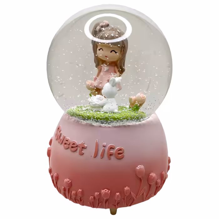 گوی موزیکال مدل پمپی Sweet Life طرح دختر مهربون و خرگوش کوچولو کد PB8