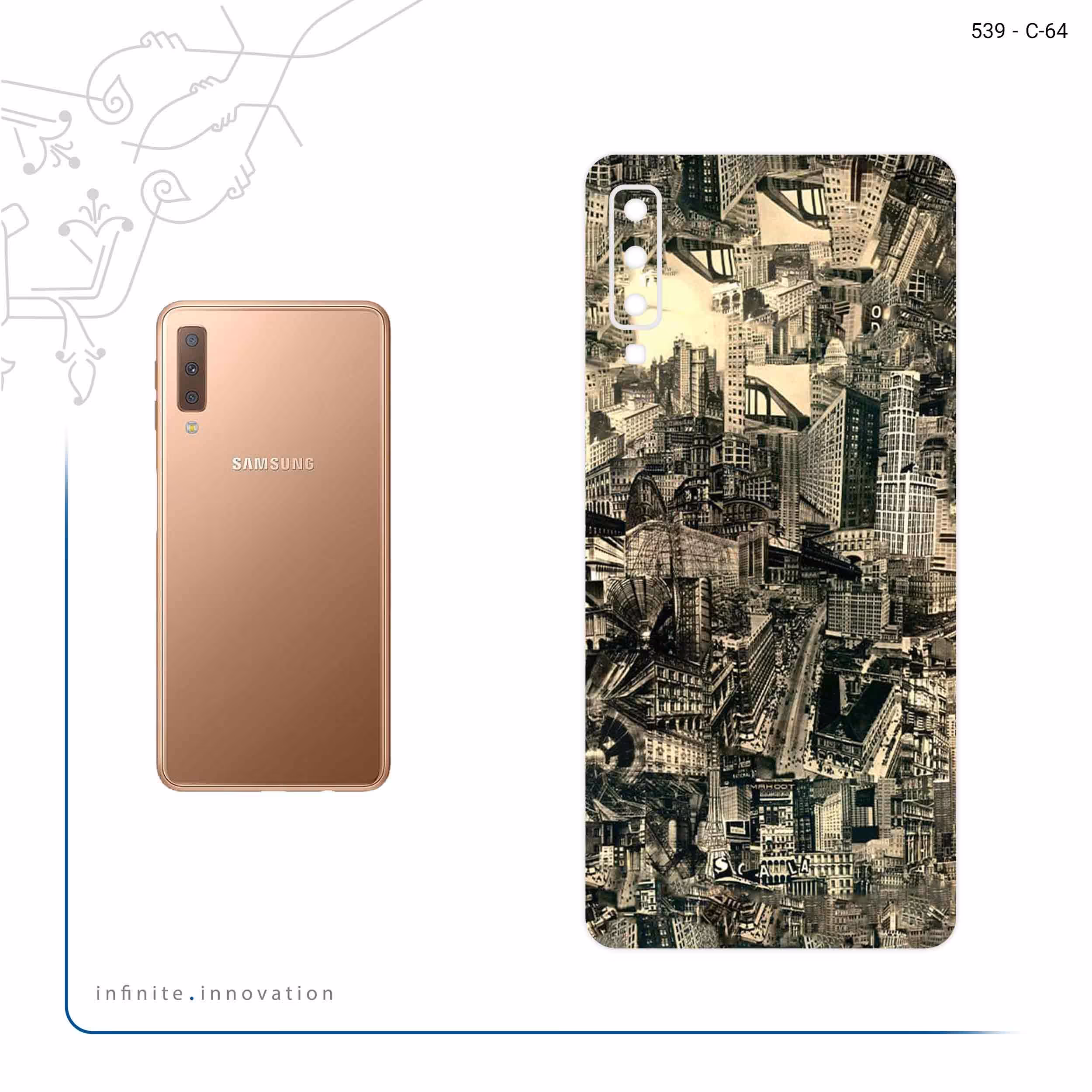 برچسب پوششی ماهوت مدل Collage of Skyscraper مناسب برای گوشی موبایل سامسونگ Galaxy A7 2018