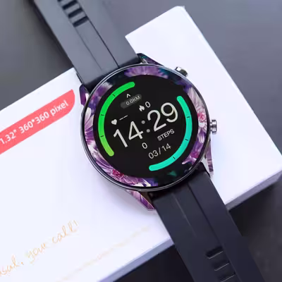برچسب ماهوت طرح Purple_Flower مناسب برای ساعت هوشمند شیائومی Imilab W12