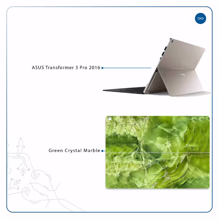 برچسب پوششی ماهوت مدل Green Crystal Marble مناسب برای تبلت ایسوس Transformer 3 Pro 2016