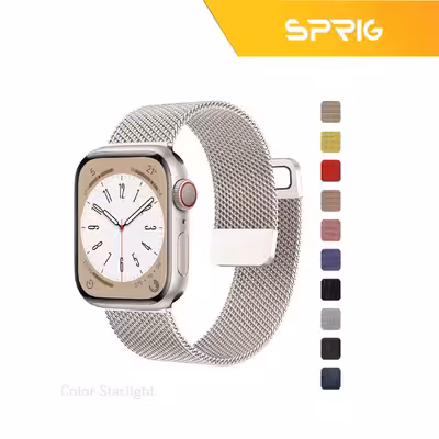 بند اسپریگ مدل Milanese مناسب برای اپل واچ سری 1 / 2 / 3 / 4 / 5 / 6 / 7 / 8 / SE / Ultra سایز 42 / 44 / 45 / 49 میلی متری