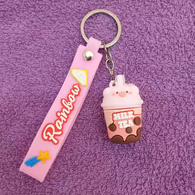 جاکلیدی مدل سیلیکونی طرح لیوان چای شیری و سر خوک کد DB20