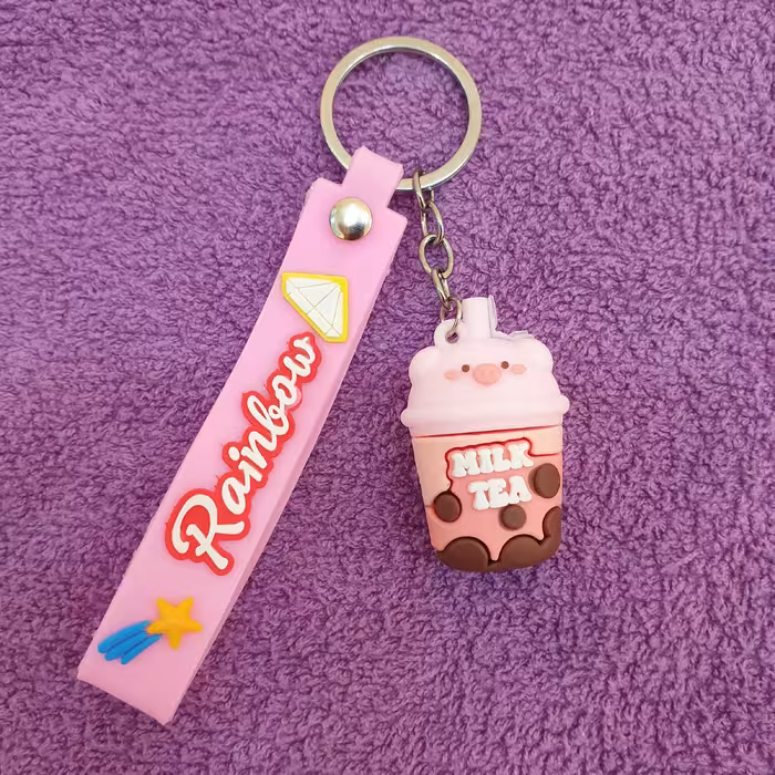 جاکلیدی مدل سیلیکونی طرح لیوان چای شیری و سر خوک کد DB20