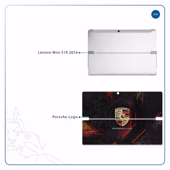 برچسب پوششی ماهوت مدل Porsche-Logo مناسب برای تبلت لنوو Miix 510 2016