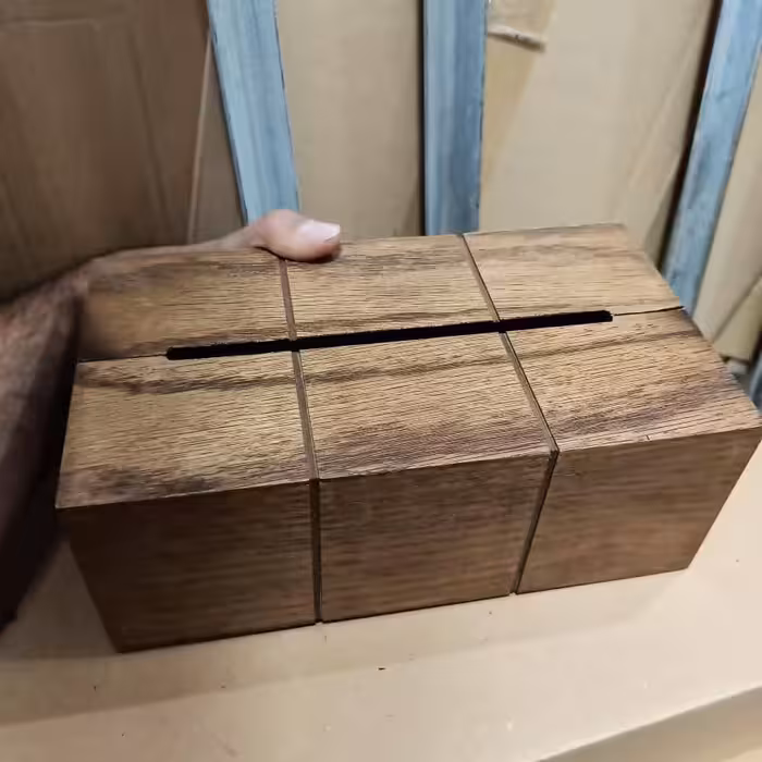 ست سطل و جای دستمال کاغذی مدل چوبی