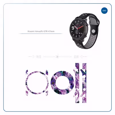 برچسب ماهوت طرح Purple Flower مناسب برای ساعت هوشمند شیایومی Amazfit GTR 47mm