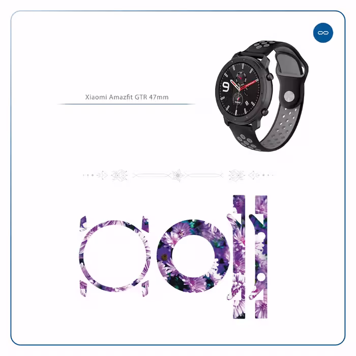 برچسب ماهوت طرح Purple Flower مناسب برای ساعت هوشمند شیایومی Amazfit GTR 47mm