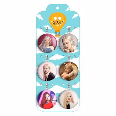 جاکلیدی خندالو مدل رزی بلک پینک کد 699B مجموعه 6 عددی