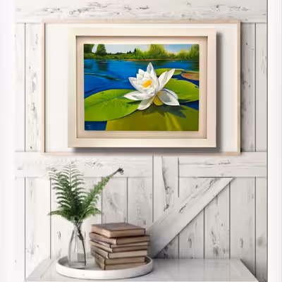 تابلو رنگ روغن طرح نیلوفر مدل رئال کد 0010