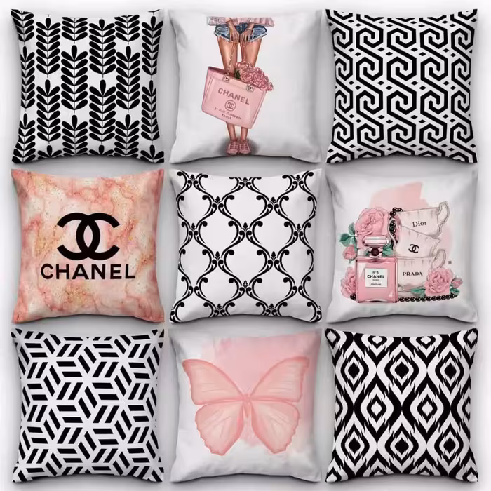 کاور کوسن کد 58 (ست مشکی صورتی)