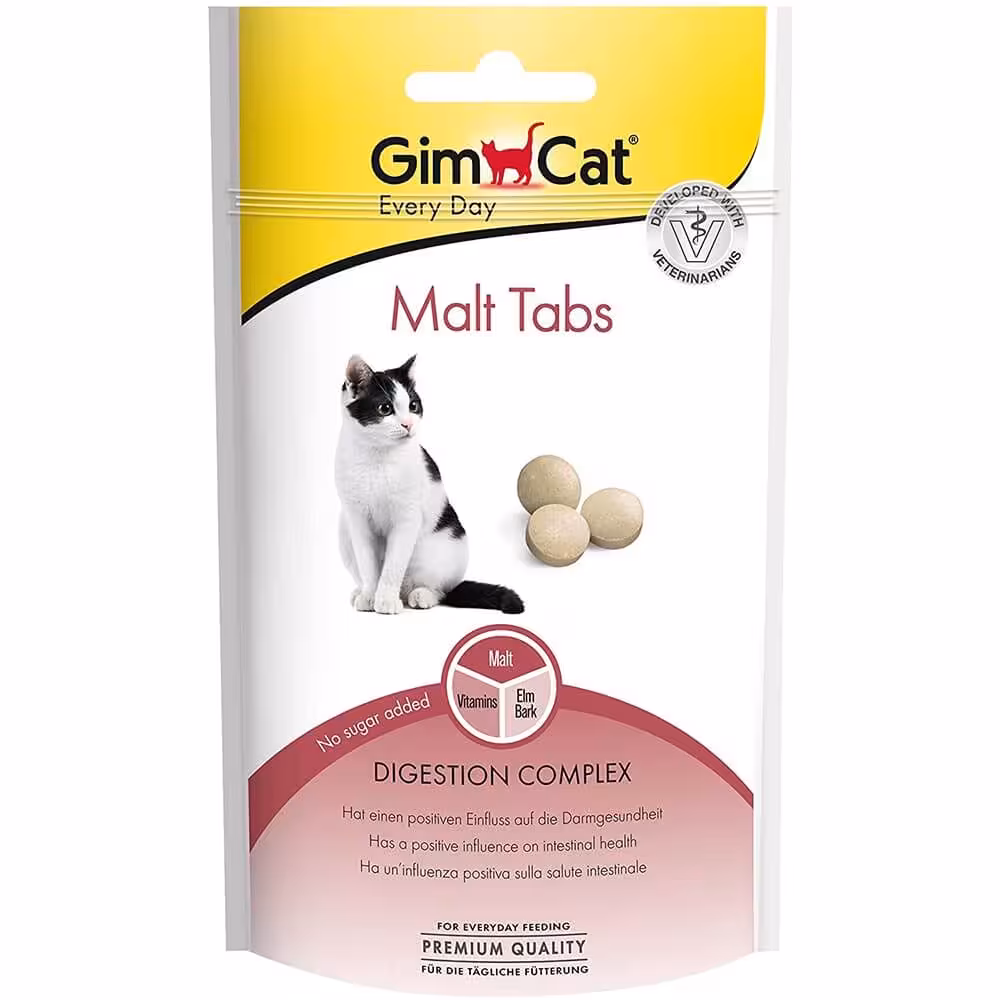 قرص مکمل دستگاه گوارش گربه جیم کت مدل Malt Tabs طعم شیر وزن 40 گرم