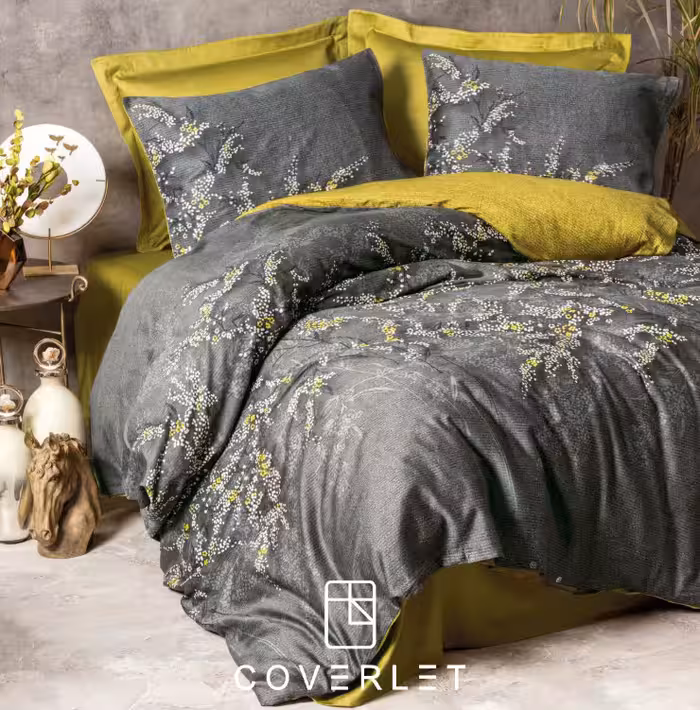 روتختی طوسی زرد طرح شکوفه کاوری مدل Libby